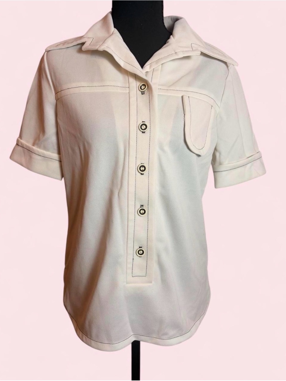 Vintage 70s White Button Shirt
